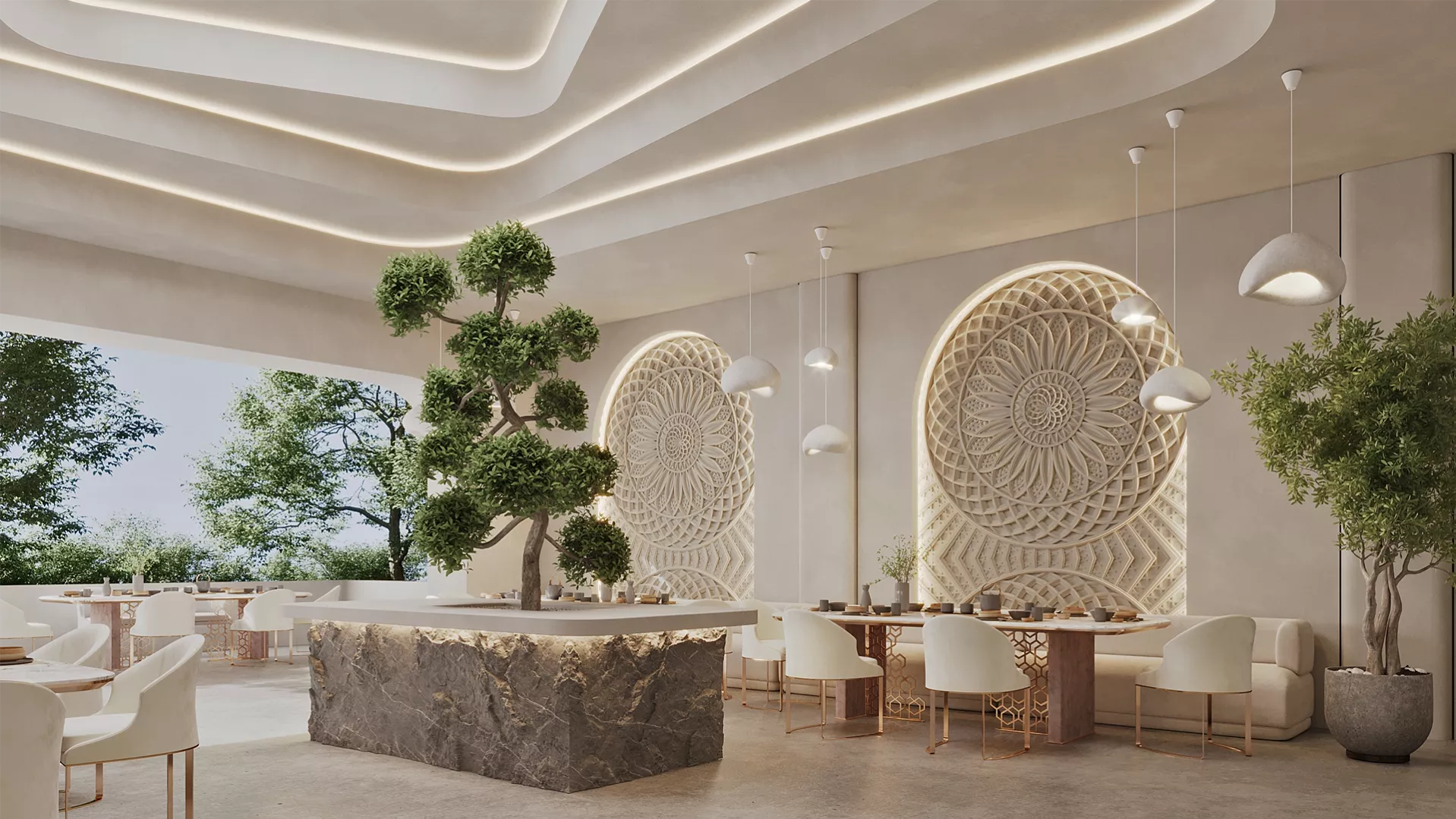 Гипсовое 3Д панно SHANGRILA от Артполе
